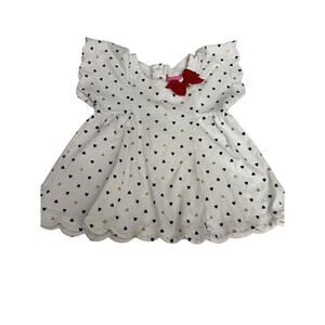 Isaac Mizrahi Dress Toddler Girl's Size 4T White Black Hearts With Red Bow Party